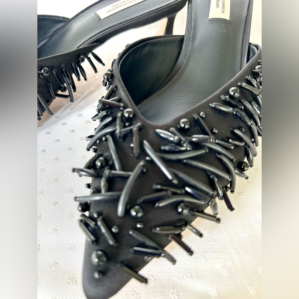 Stylish Black Embellished Mules with heels, Melani x Damrich - Picture 3 of 16